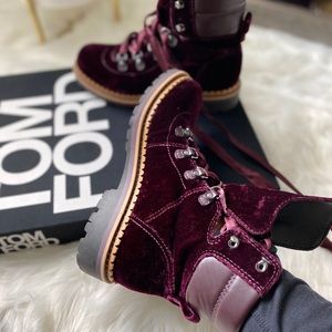 🎀Sam Edelman Browan Velvet Ribbon Lace Up Boot🎀